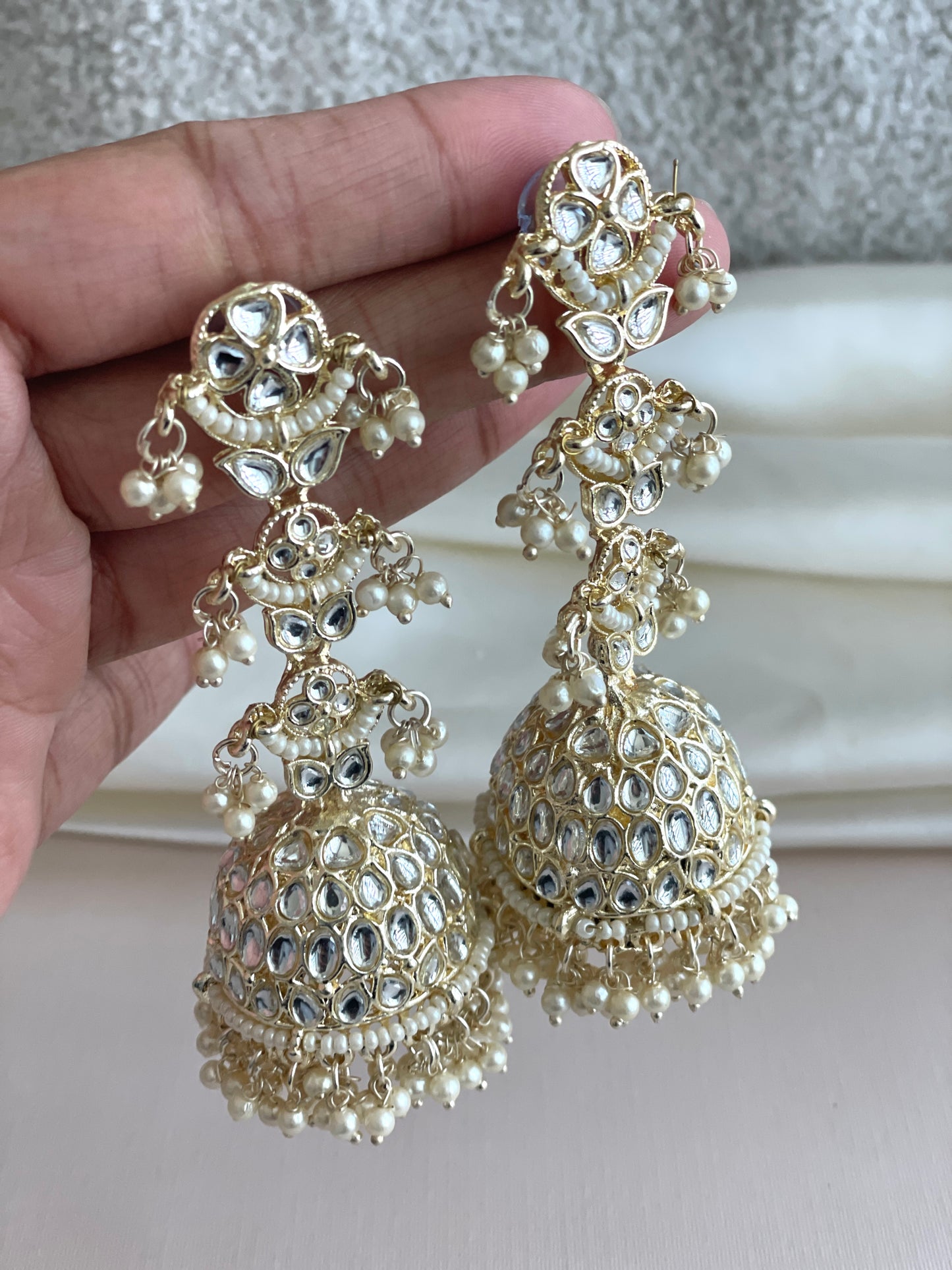 Long hanging jhumkas
