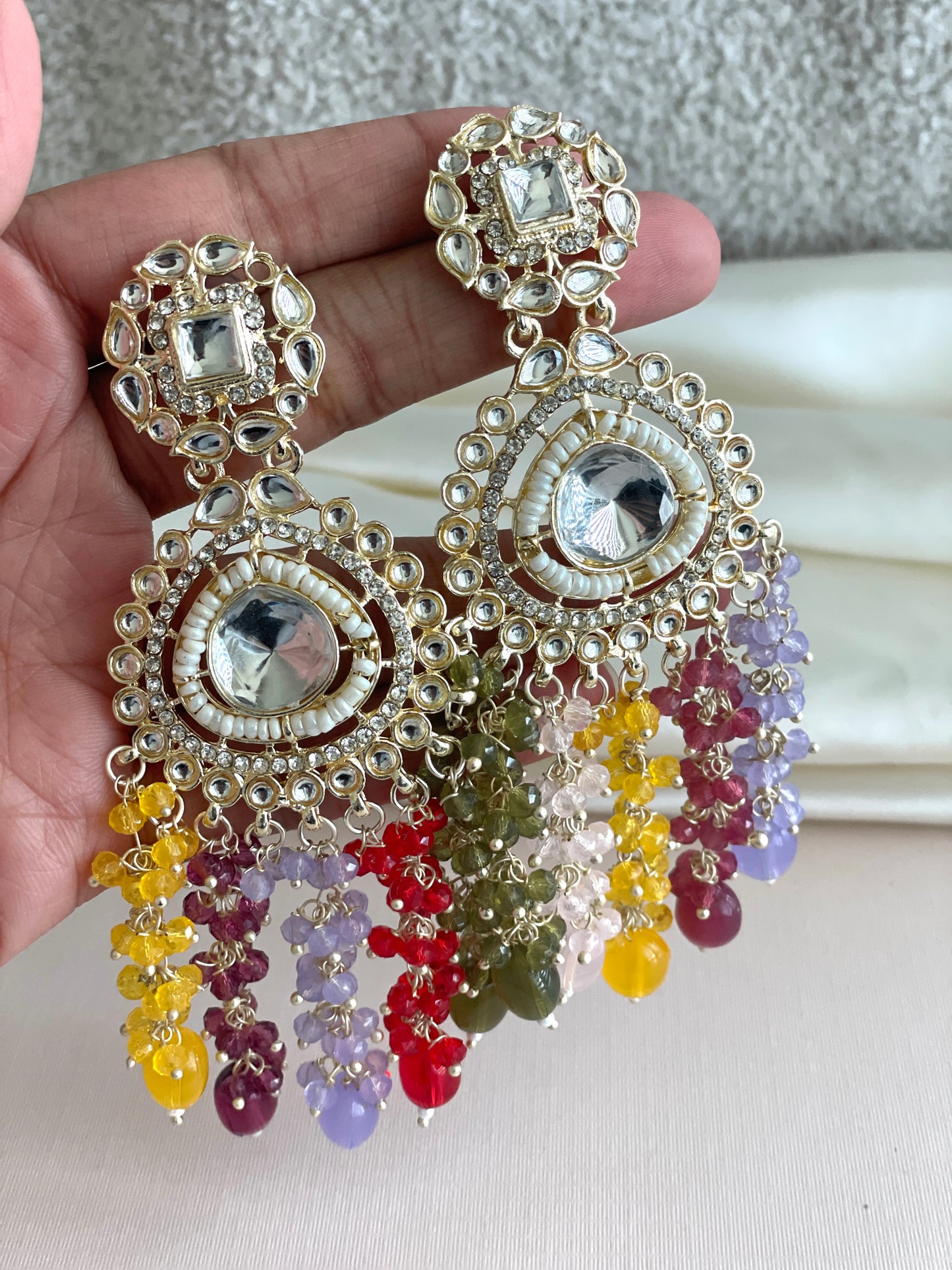 Multicolor Kundan Earrings
