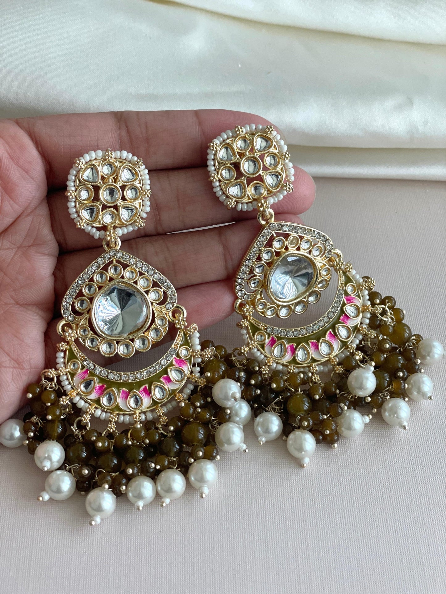 Brown Meenakari Chandbalis