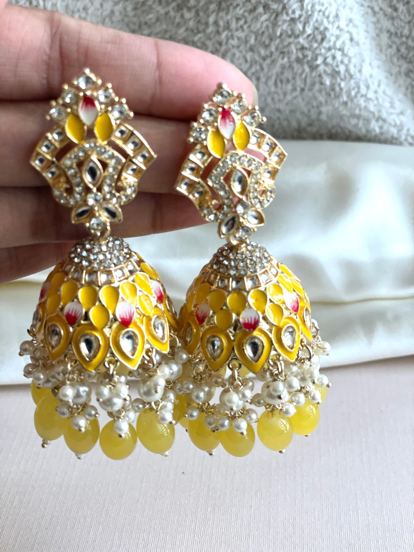 Colorful Meenakari Jhumkas