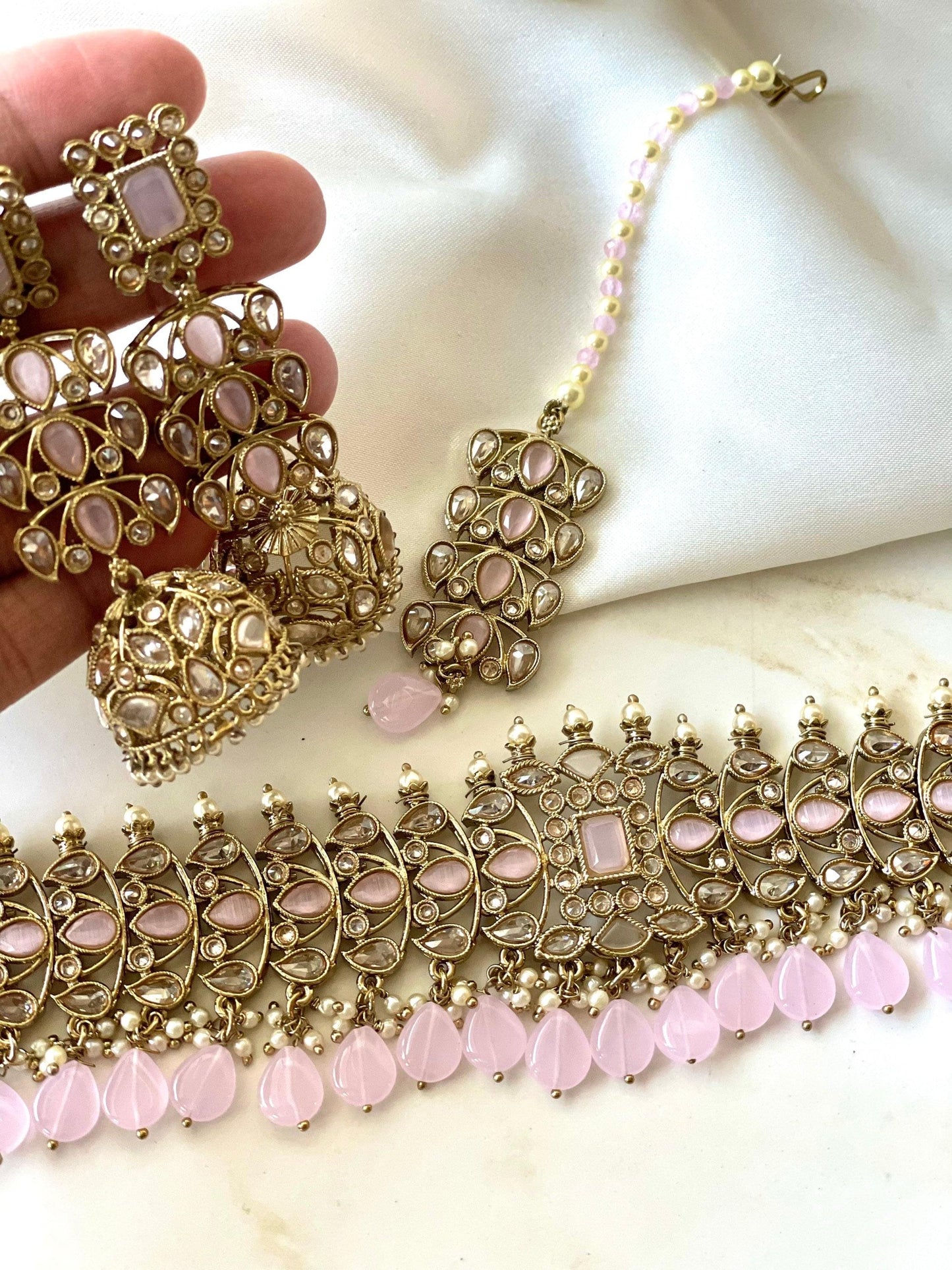 Baby Pink Polki Choker Set