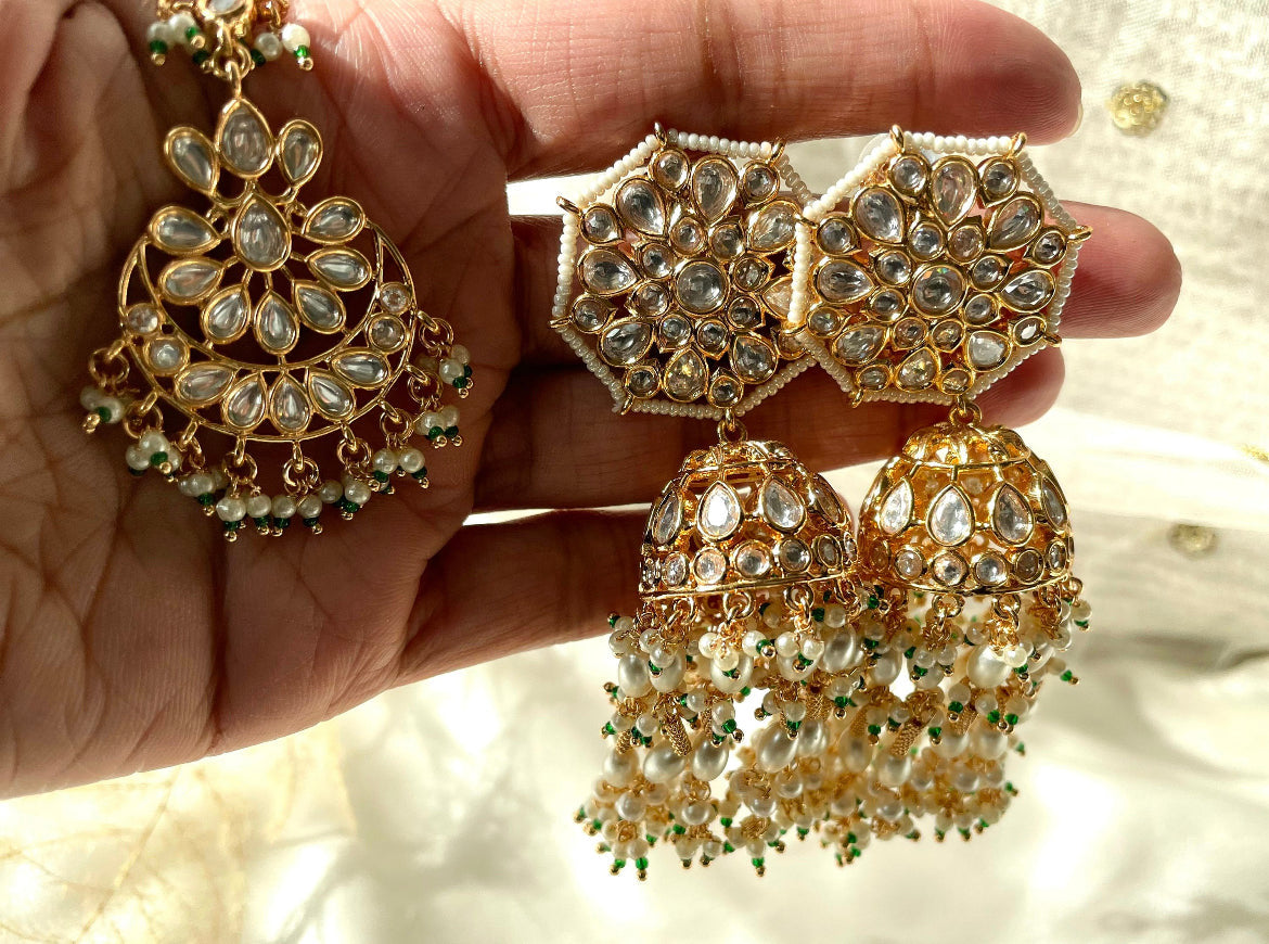 Paachi Kundan jhumkas