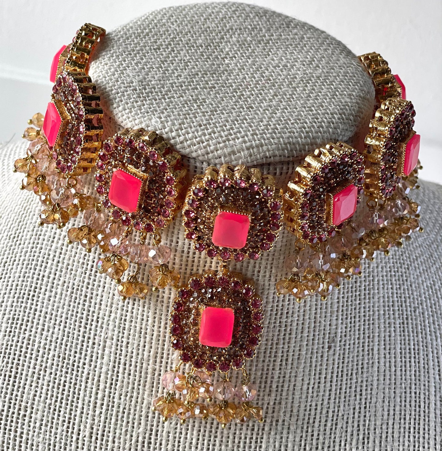 Peach and Bronze Choker Set