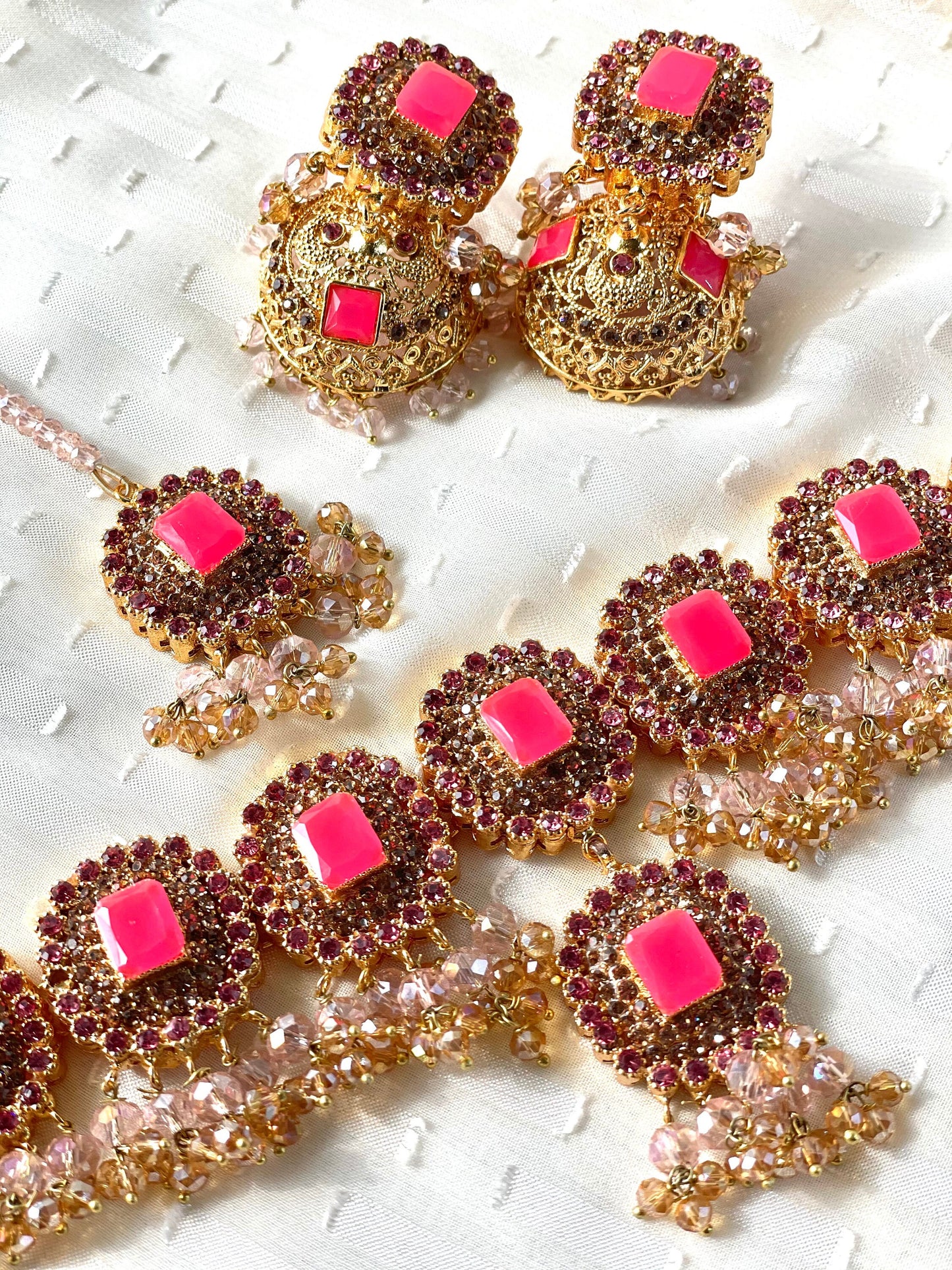 Peach and Bronze Choker Set