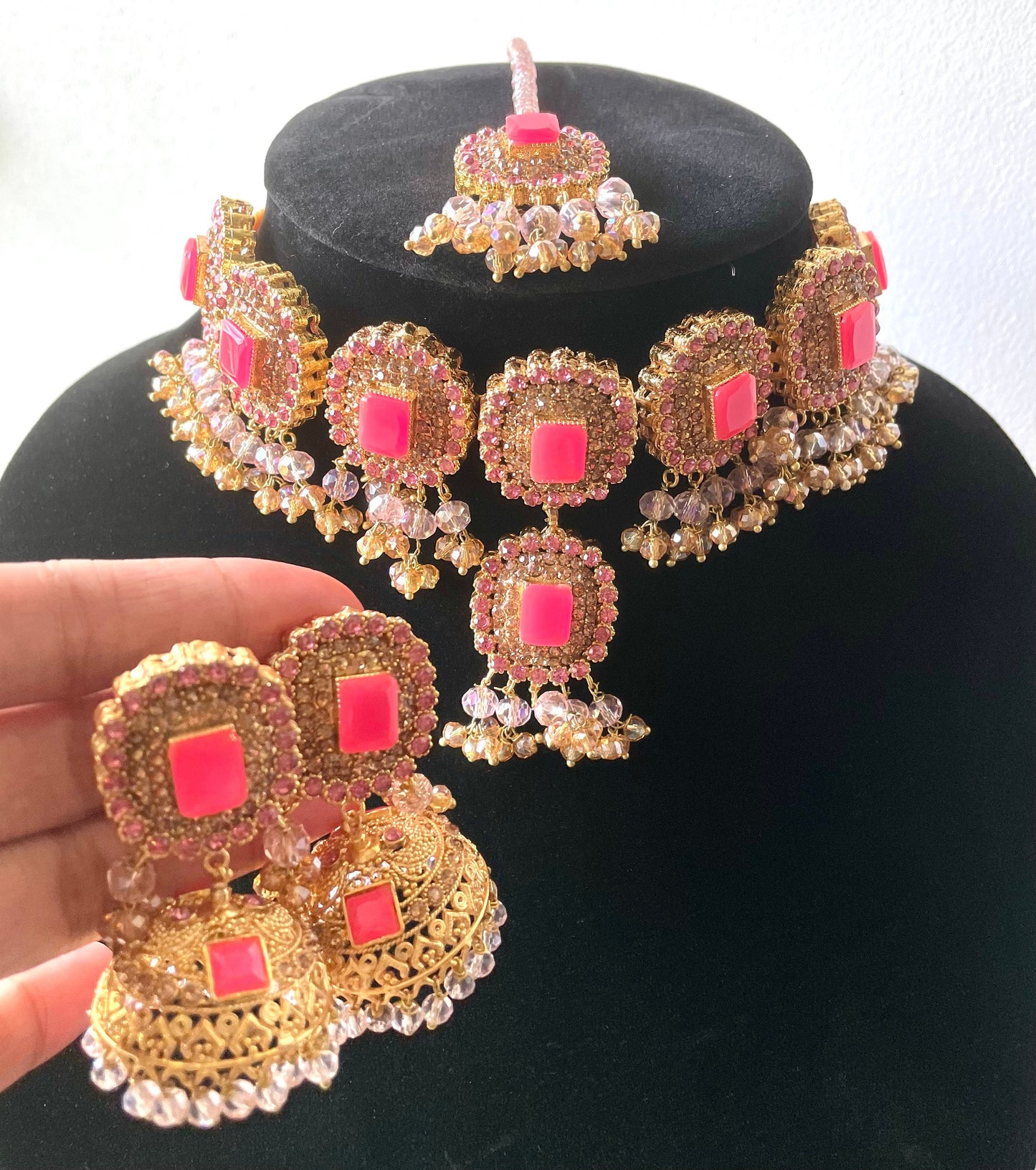 Peach and Bronze Choker Set