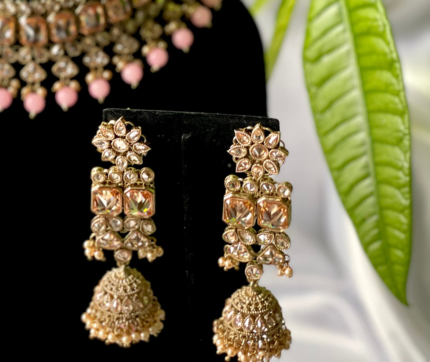 Pink and gold bridal or semi bridal indian choker