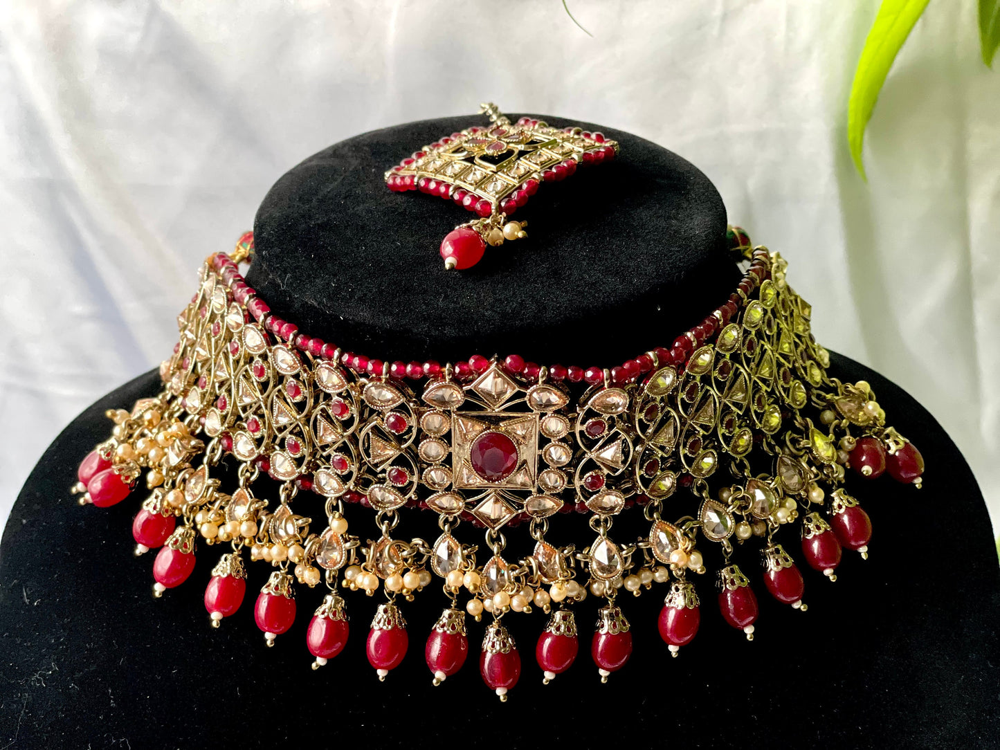 Maroon Choker Burgundy Necklace