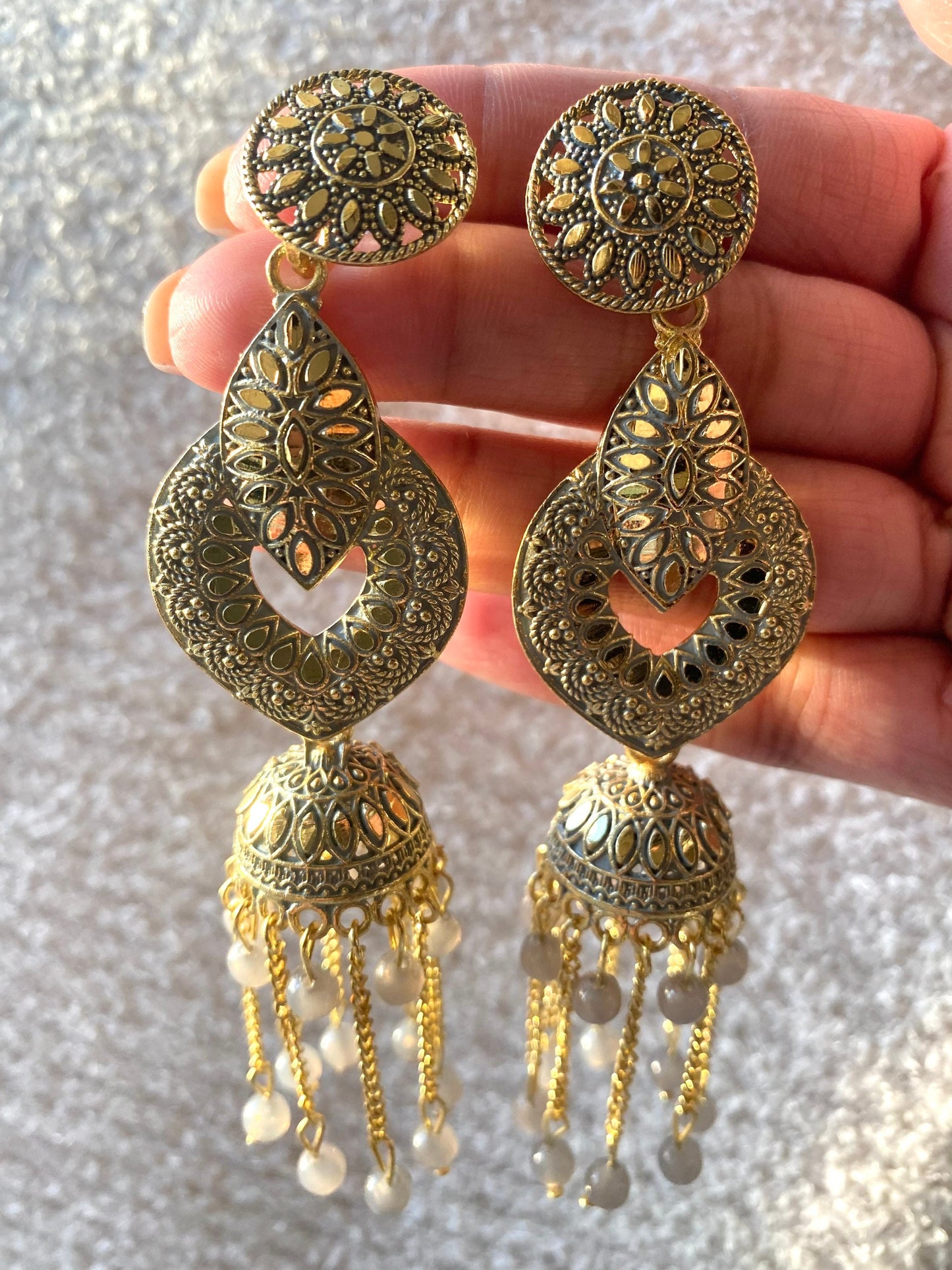 Light Weight Indian Earrings Oxidized Jhumkas