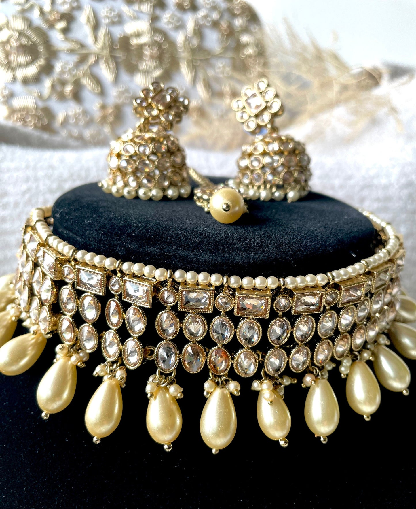 Indian Polki Choker Necklace Set