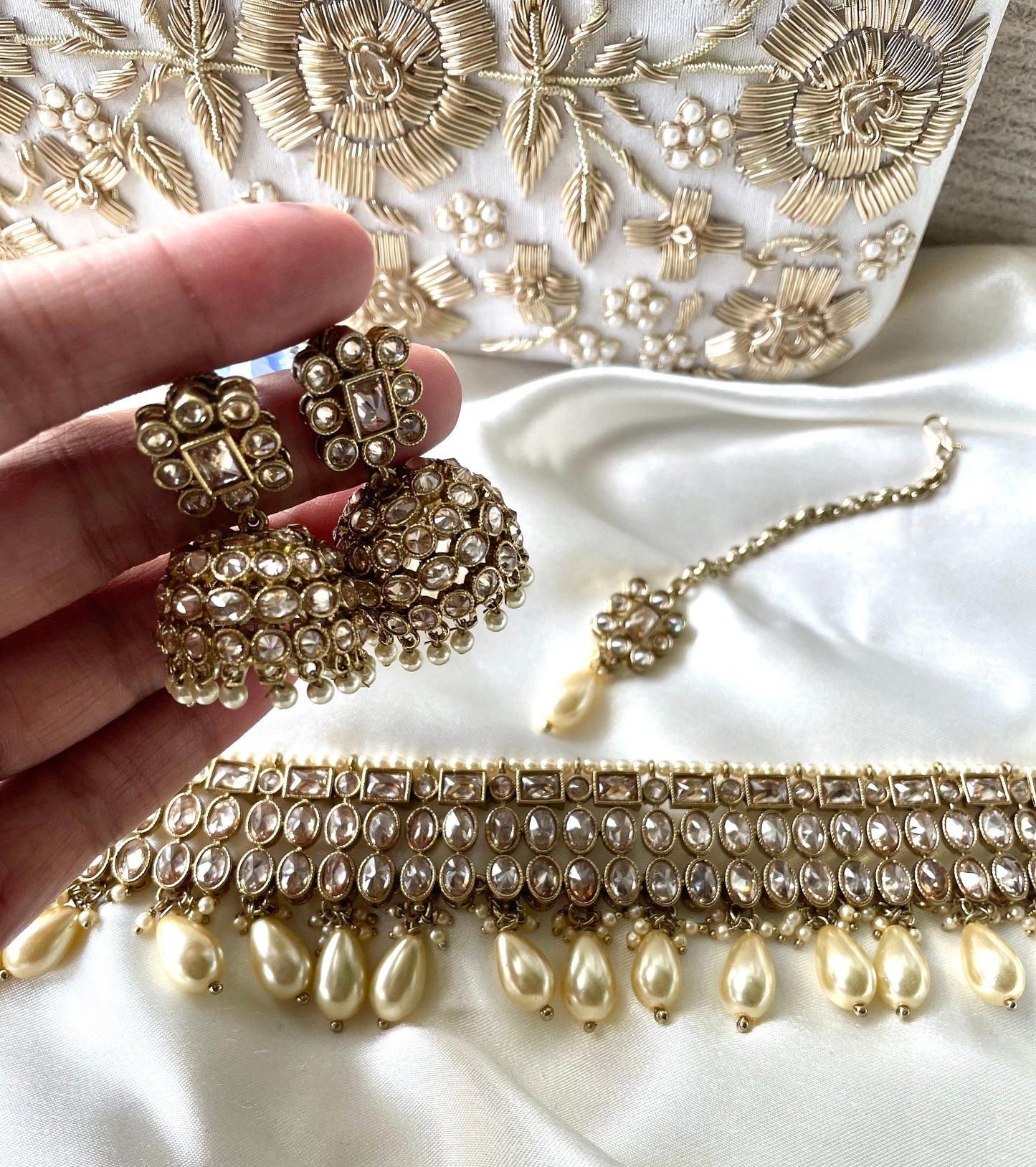 Indian Polki Choker Necklace Set
