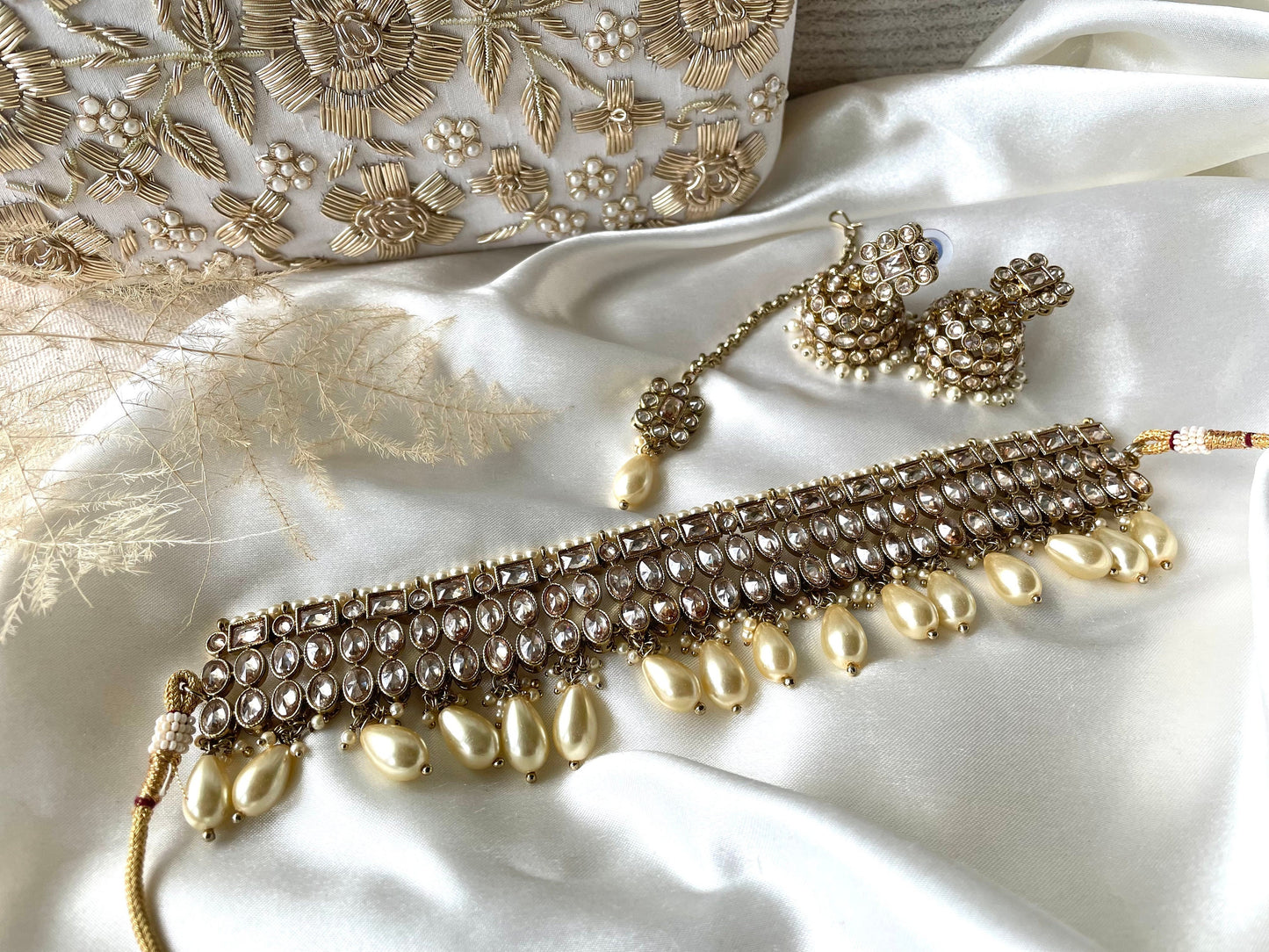 Indian Polki Choker Necklace Set