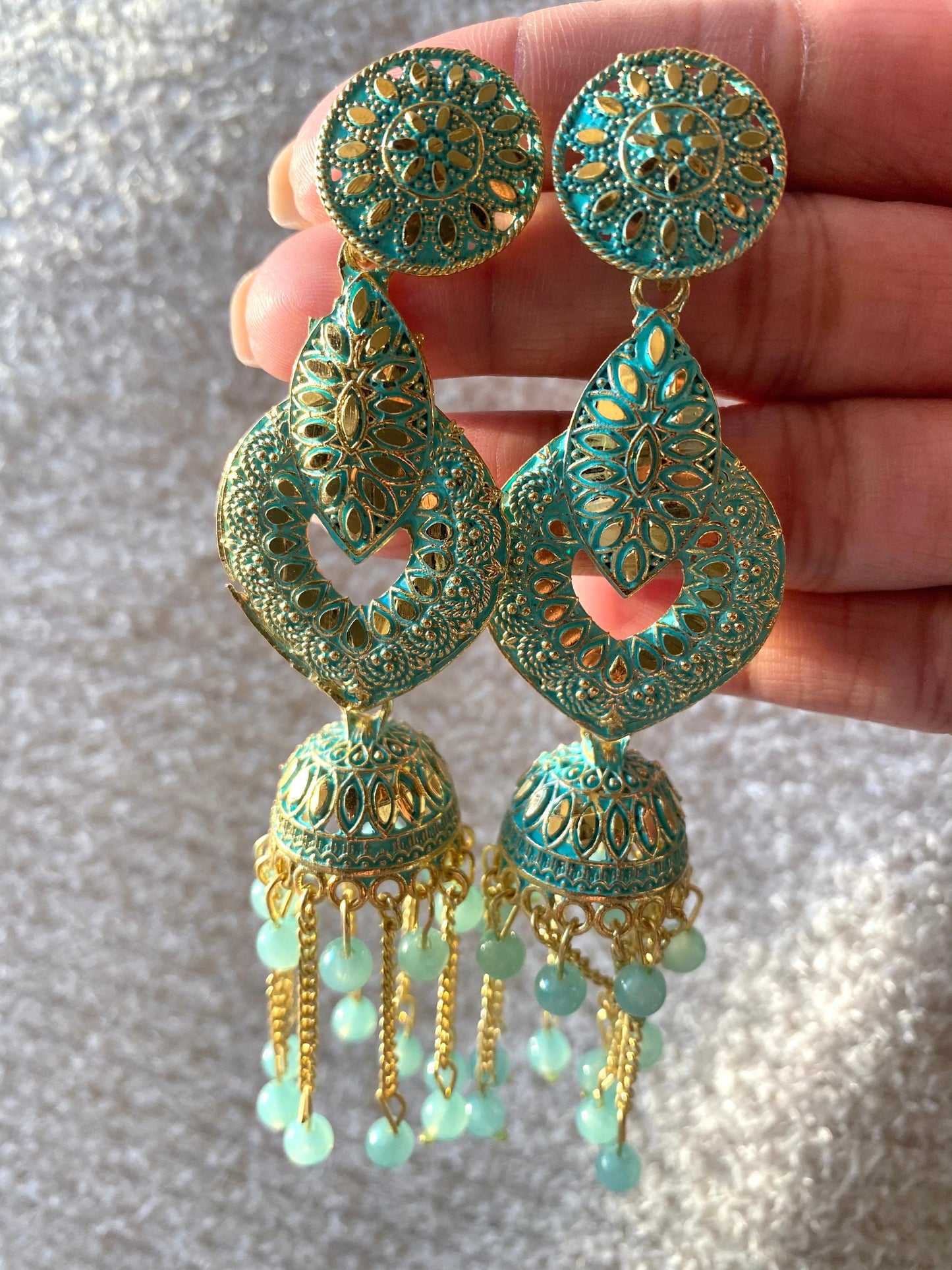 Light Weight Indian Earrings Oxidized Jhumkas