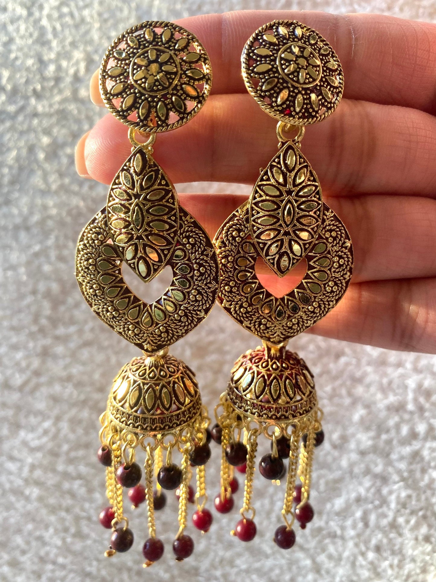 Light Weight Indian Earrings Oxidized Jhumkas