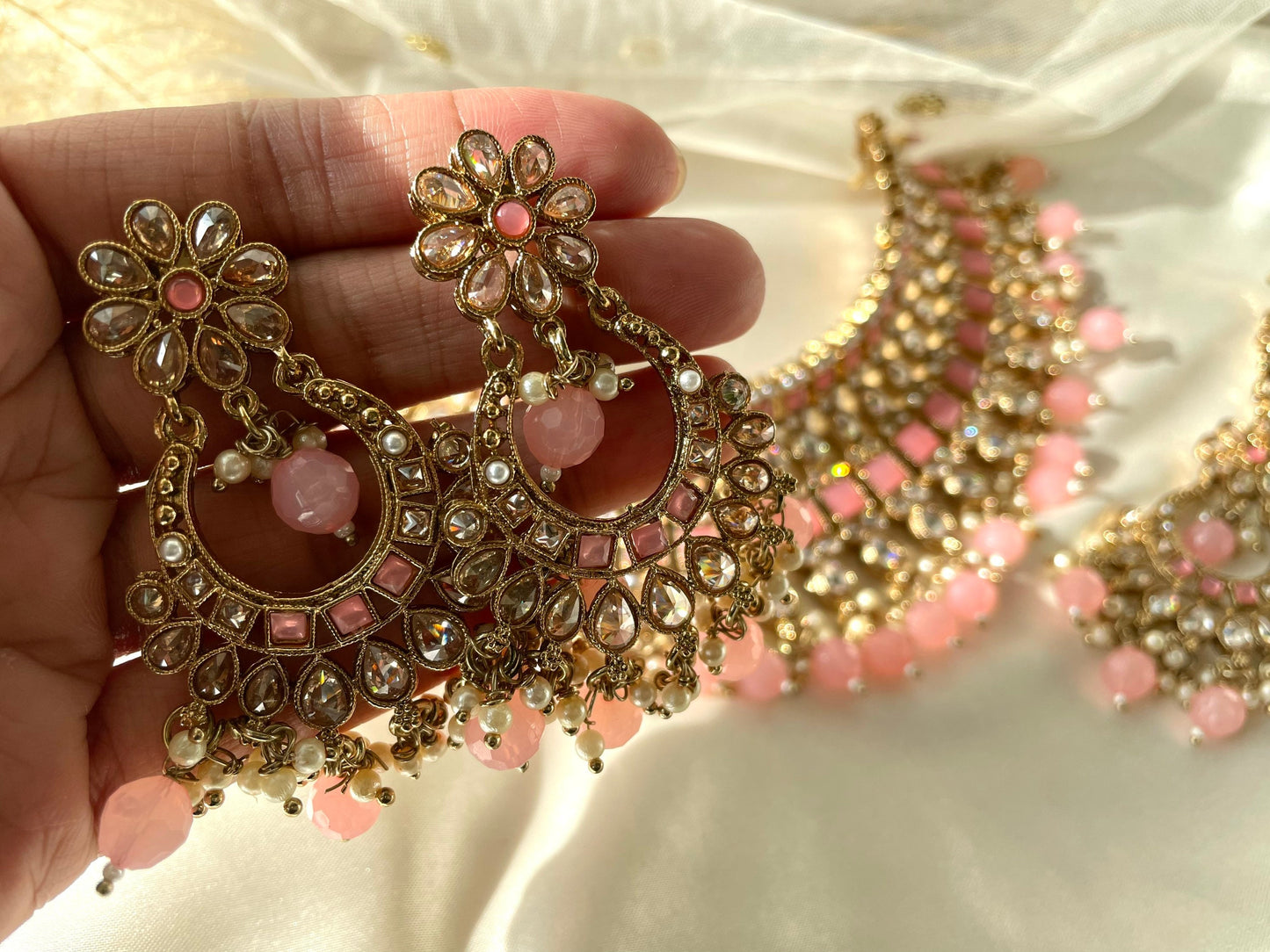Pink Polki Necklace Set