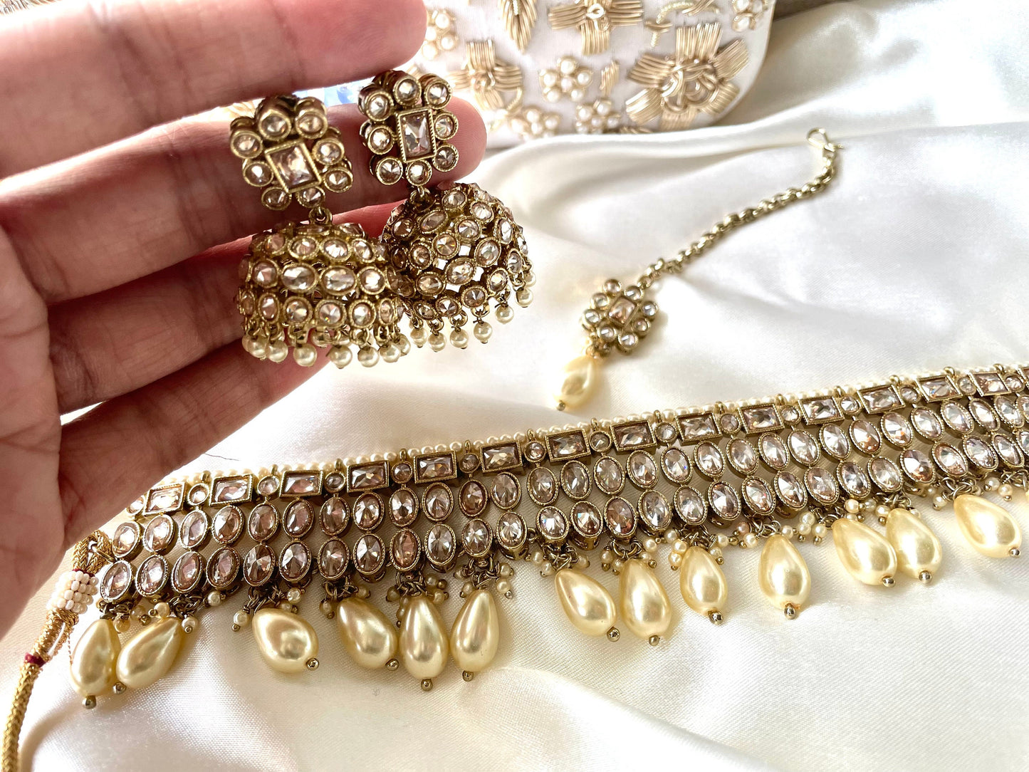 Indian Polki Choker Necklace Set