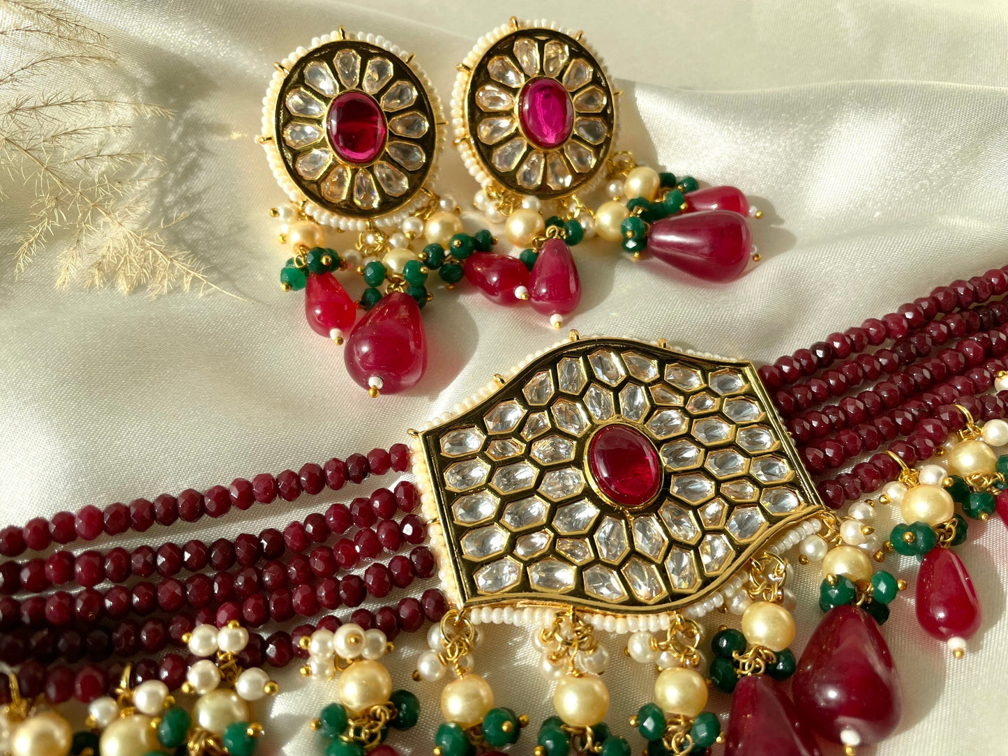 Maroon Paachi Kundan