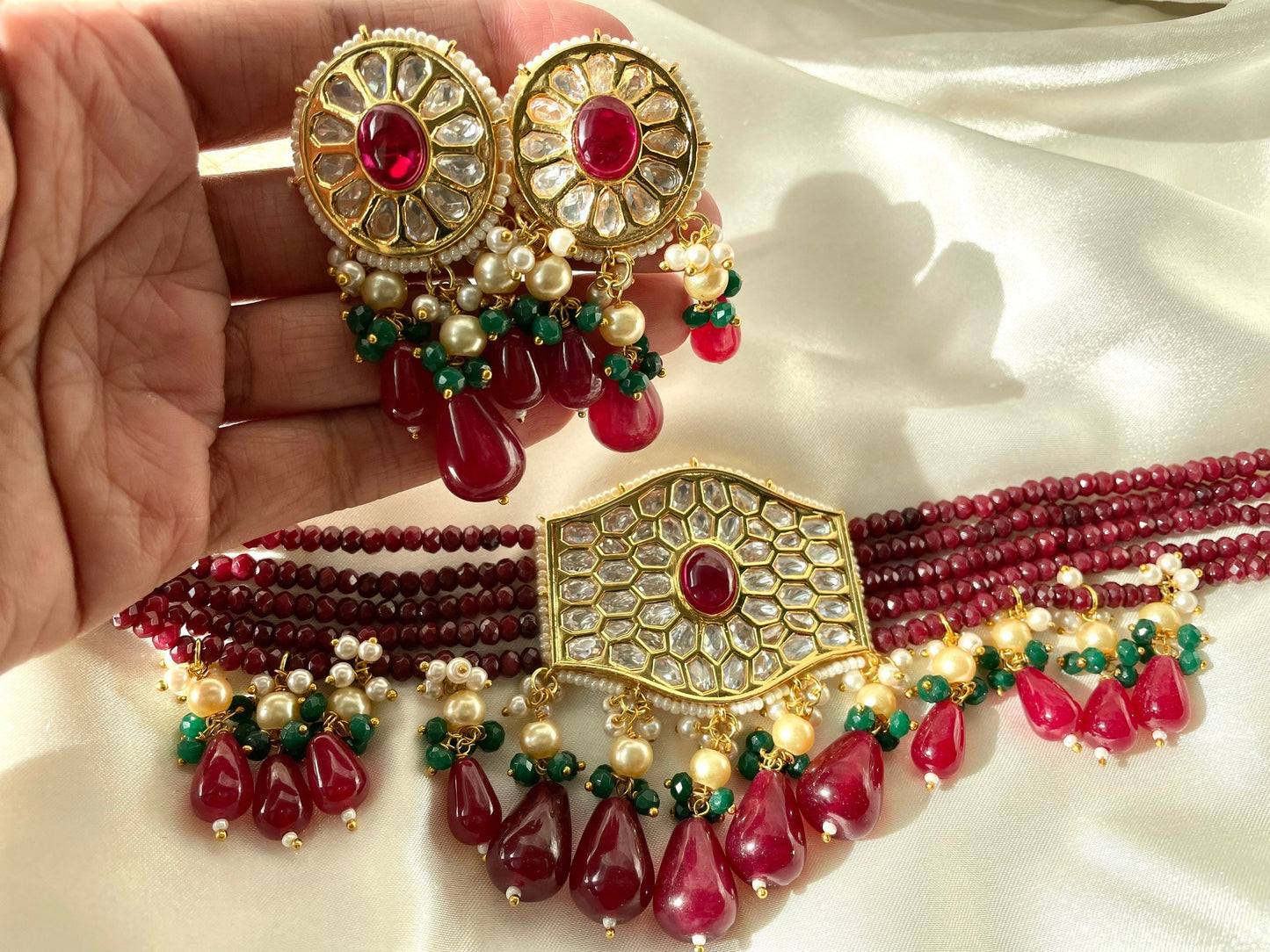 Maroon Paachi Kundan