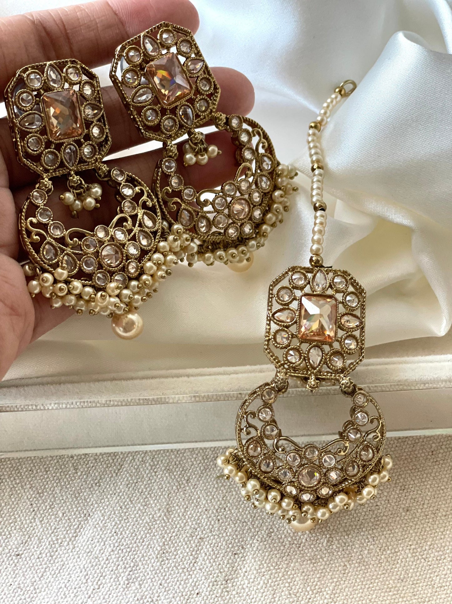 Gold Tikka and Earrings Set