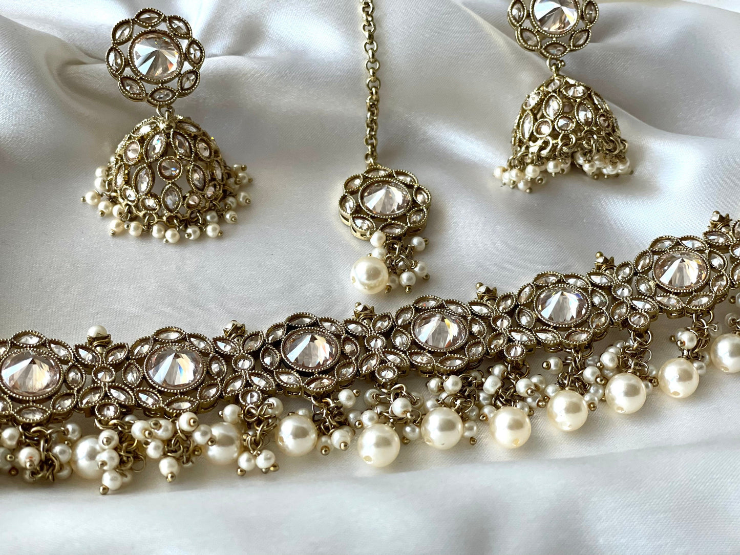 Gold Polki Hanging Choker