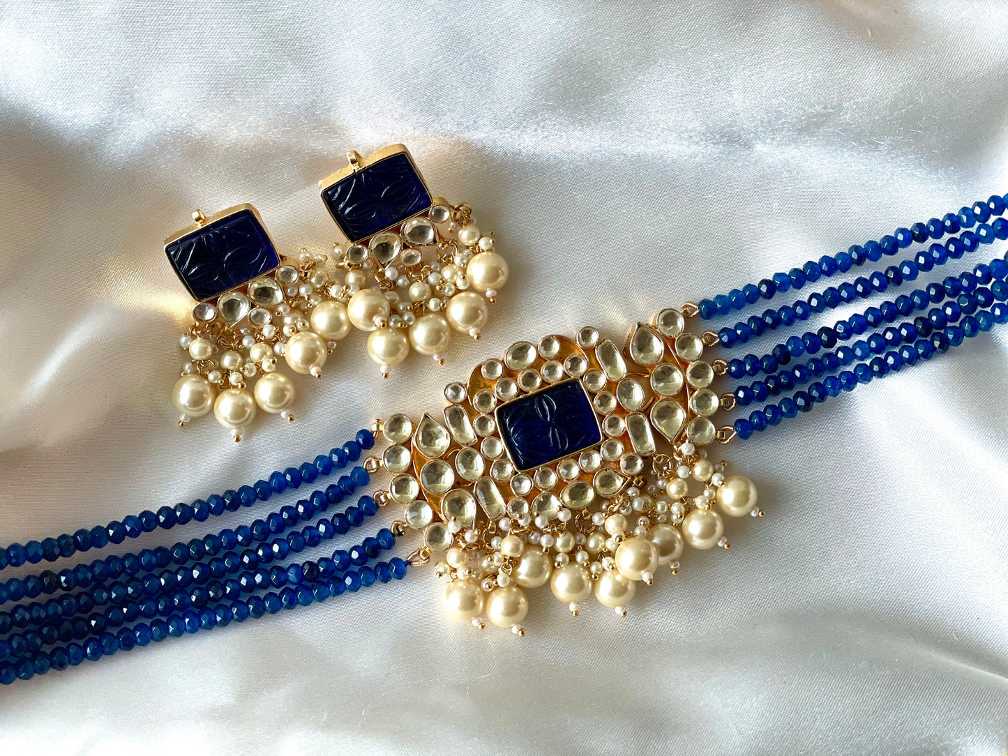 Royal Blue Paachi Kundan
