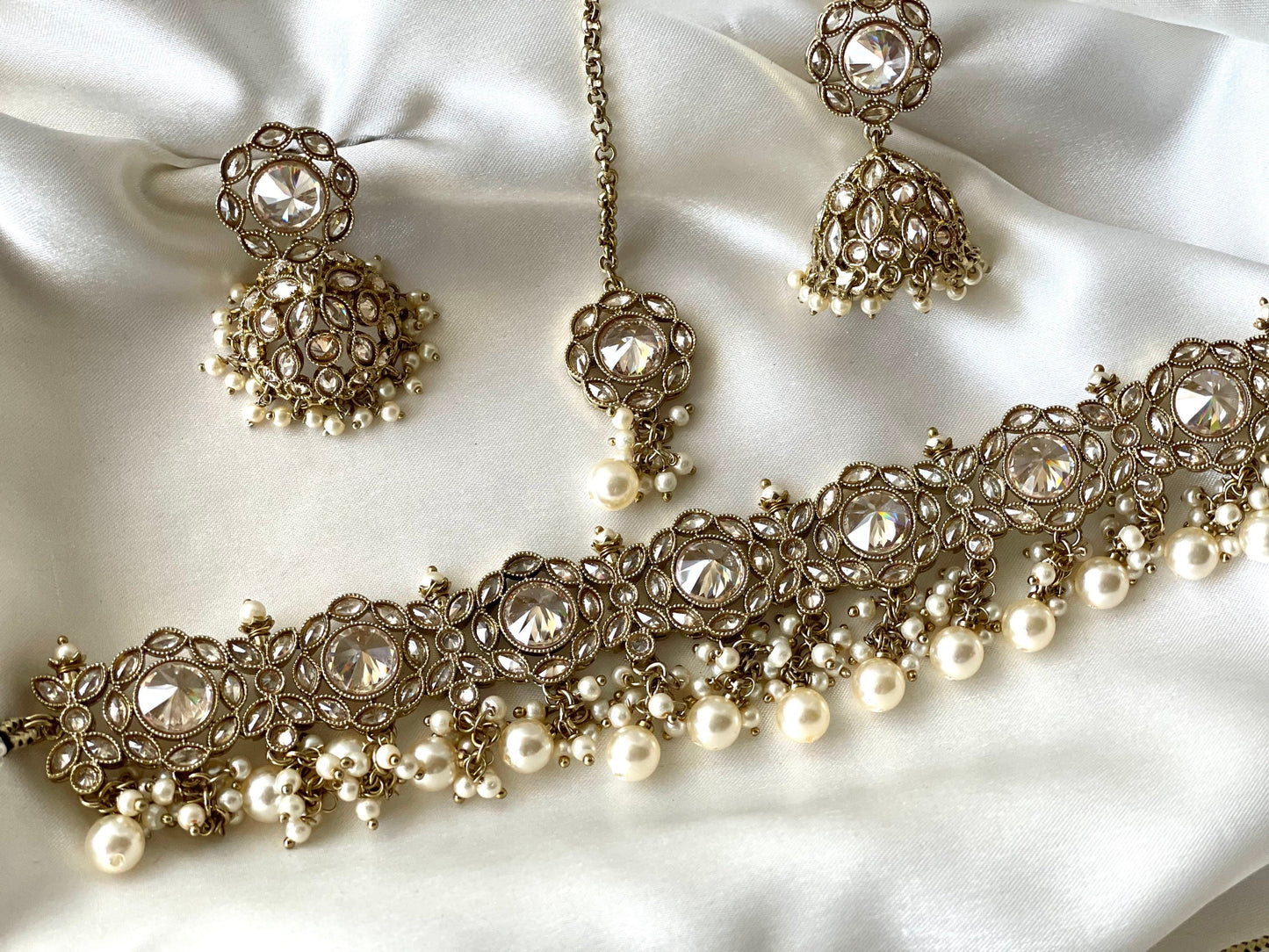 Gold Polki Hanging Choker