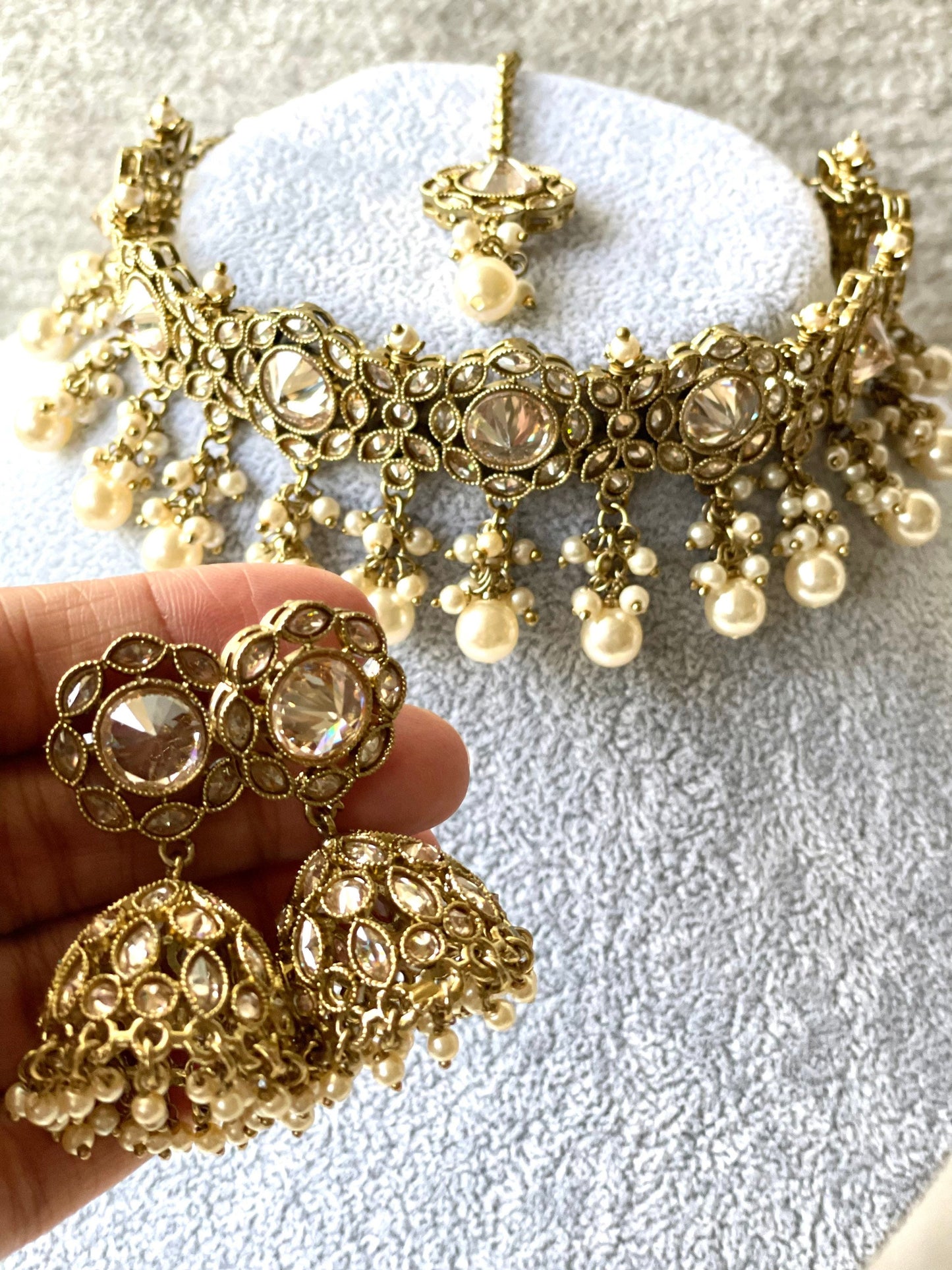 Gold Polki Hanging Choker