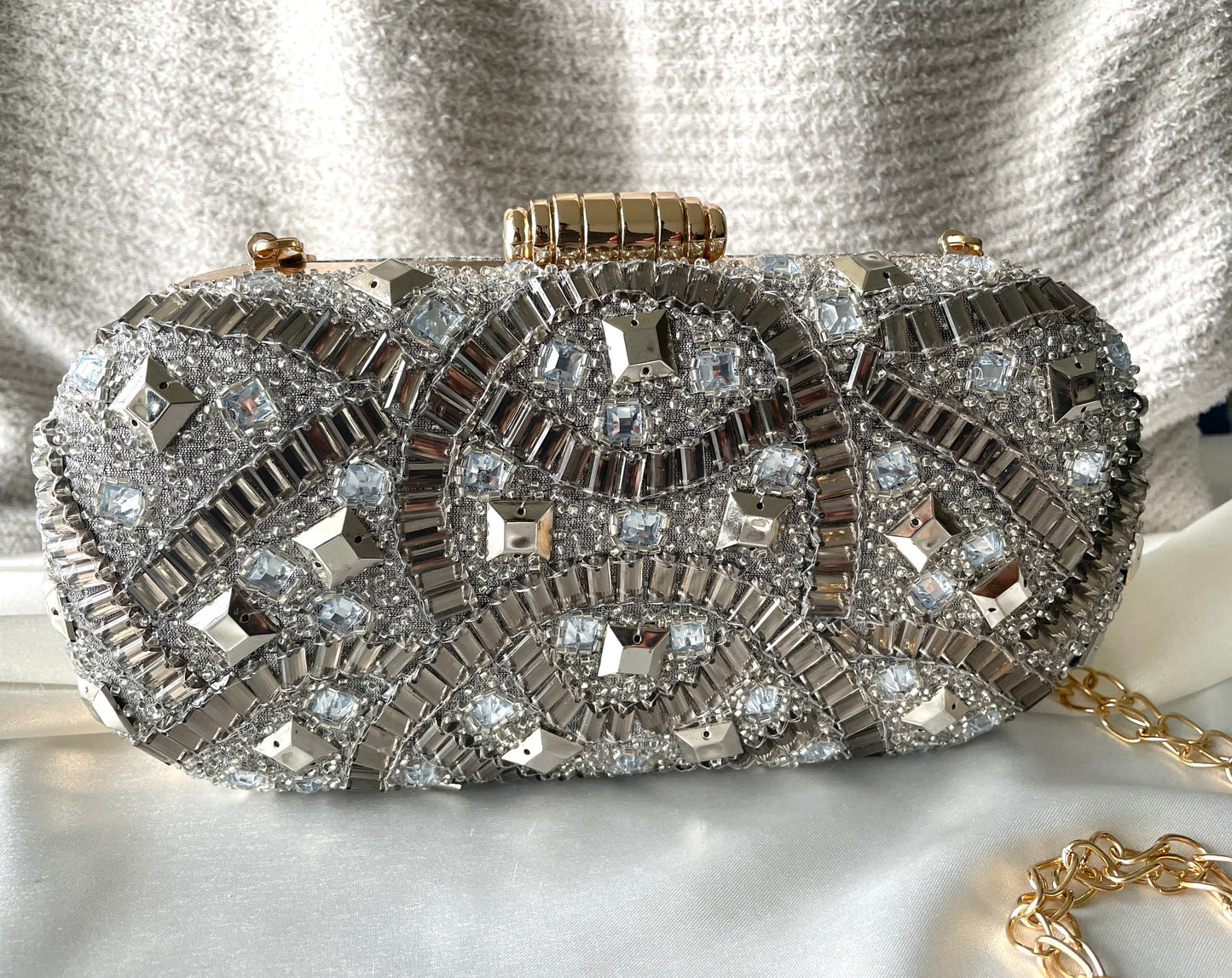 Grey Bead Clutch