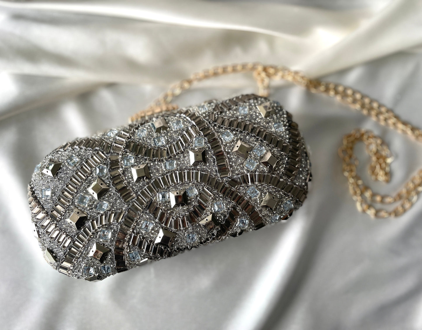 Grey Bead Clutch