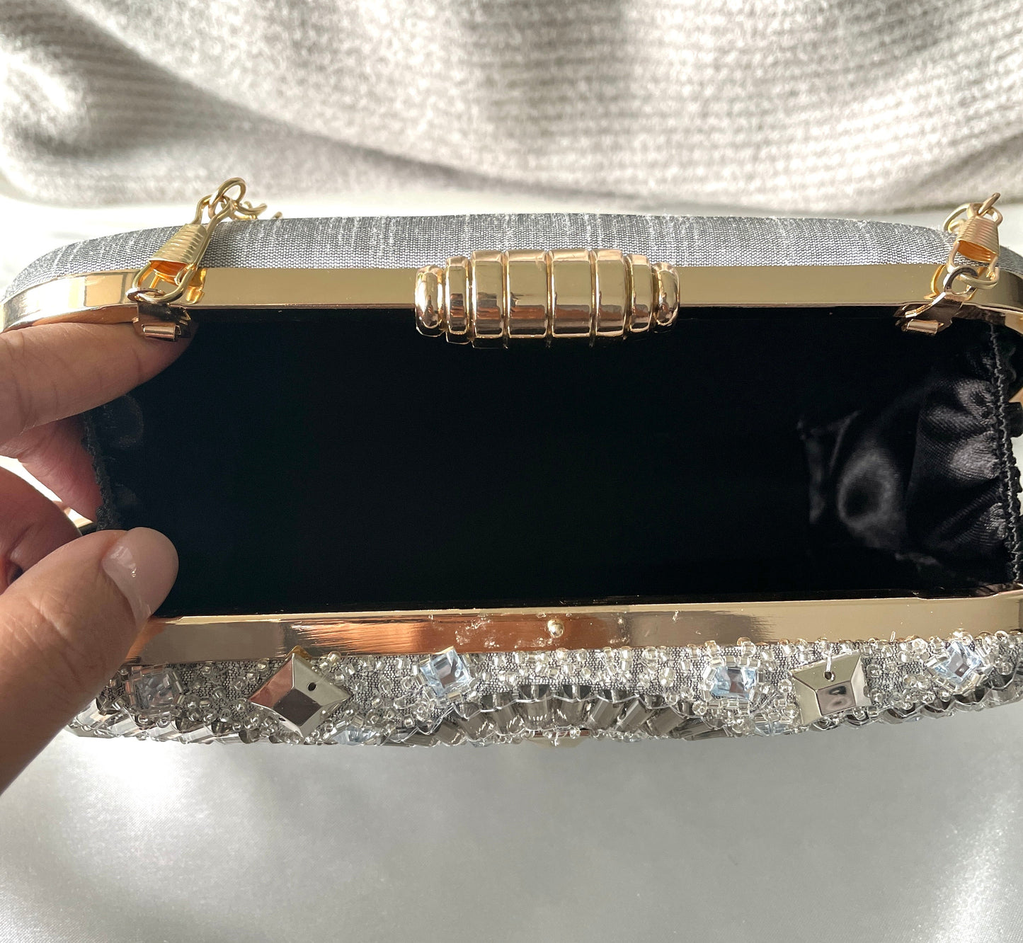 Grey Bead Clutch