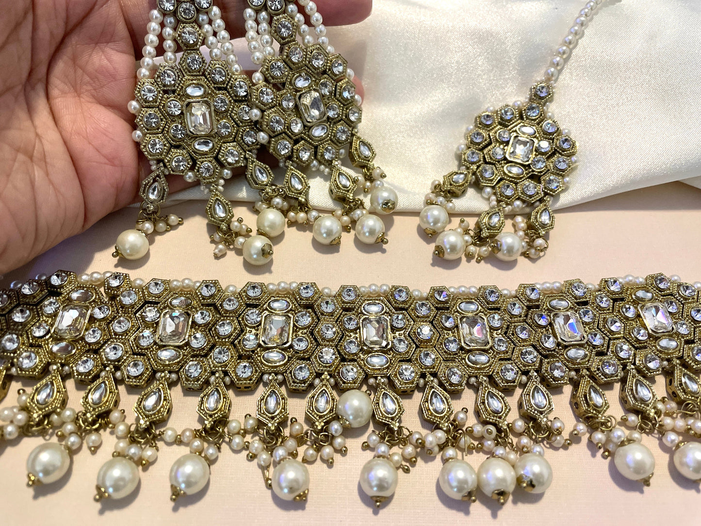 Rhinestone and Pearl Set