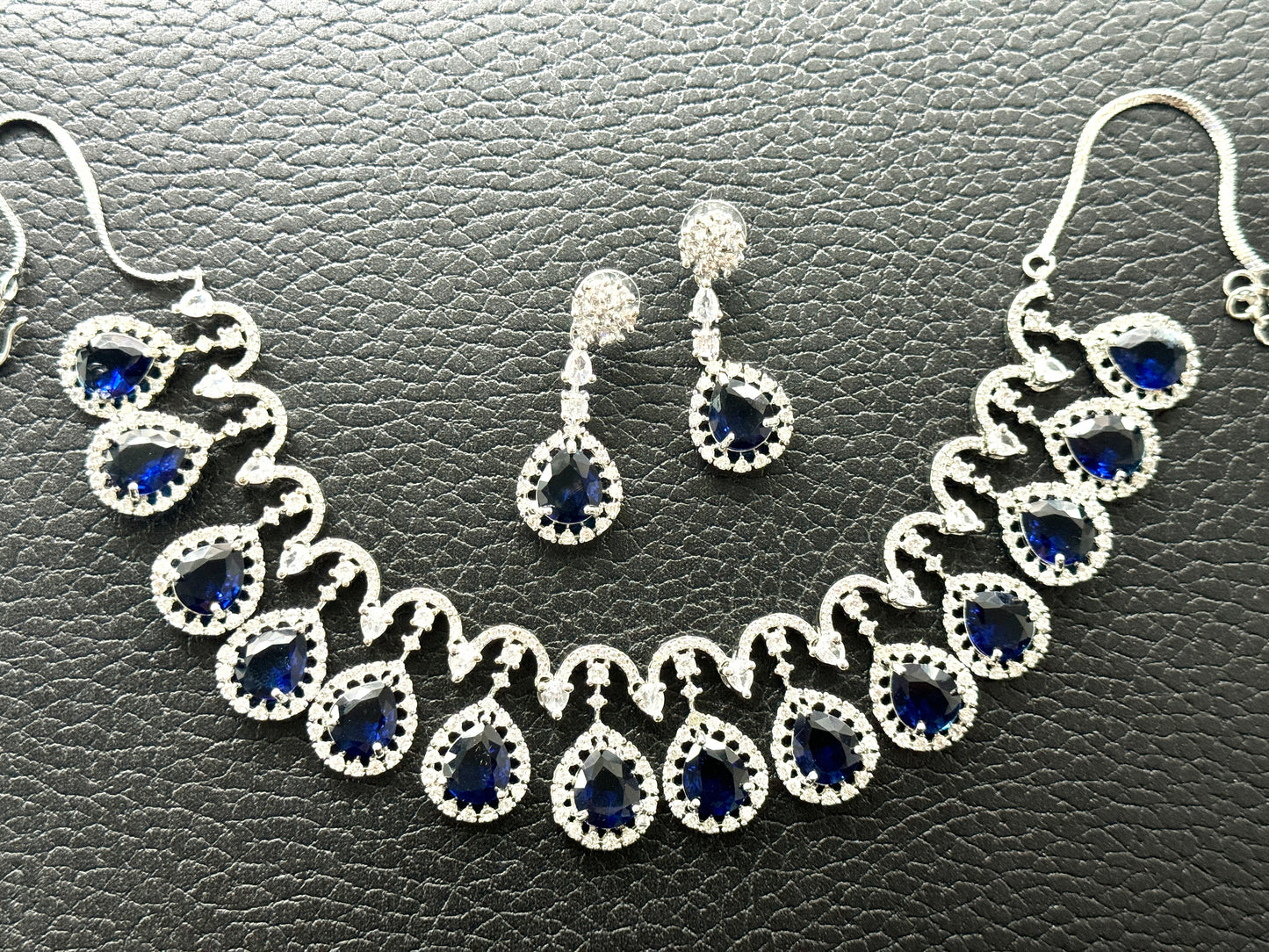 Navy Blue Jewel Set Diamond Glaze 1007