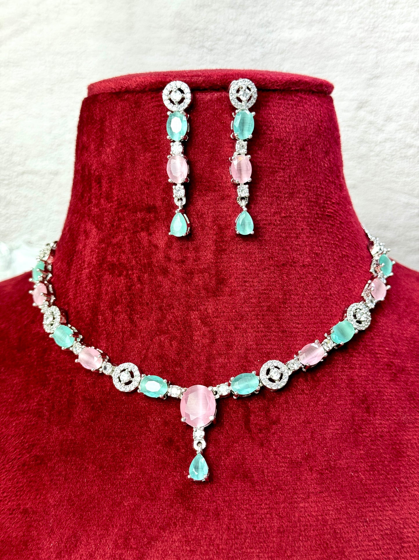 Mint green pink silver set glaze 1014