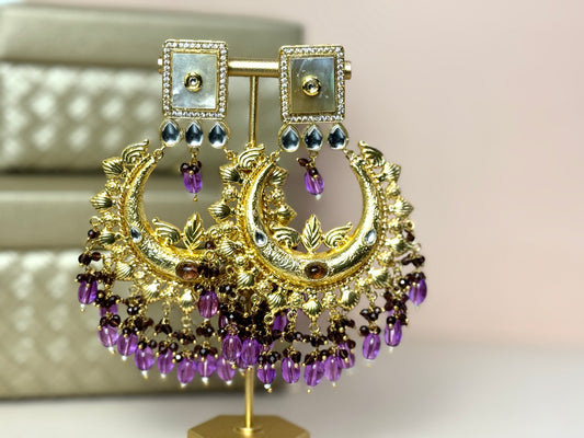 Purple Gold Earrings- Lux