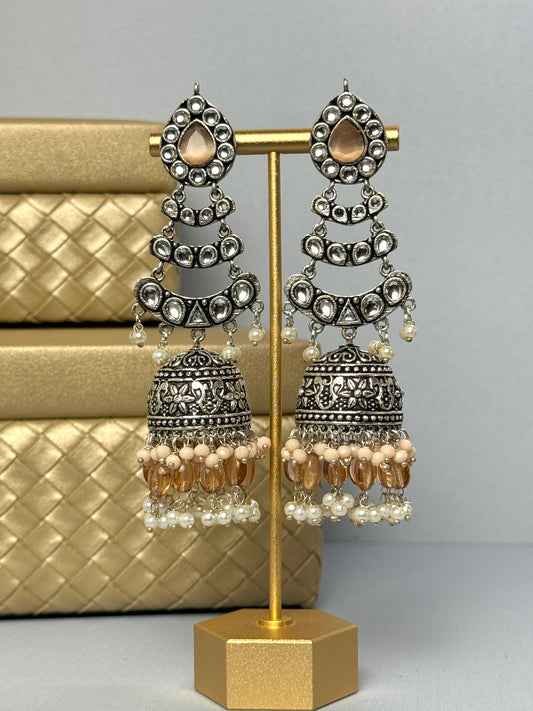 Beige Oxi Jhumkas- Lux