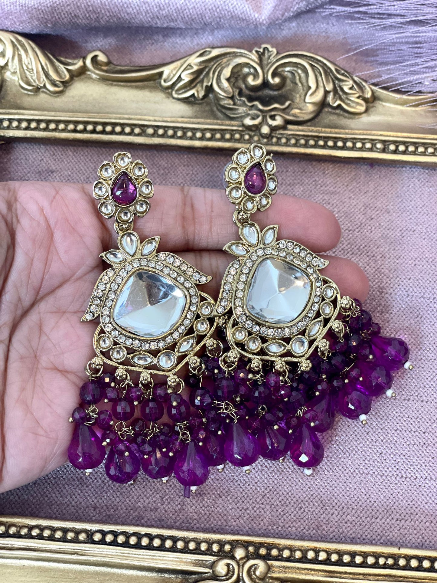 Dark Purple Earrings - Aura 1003