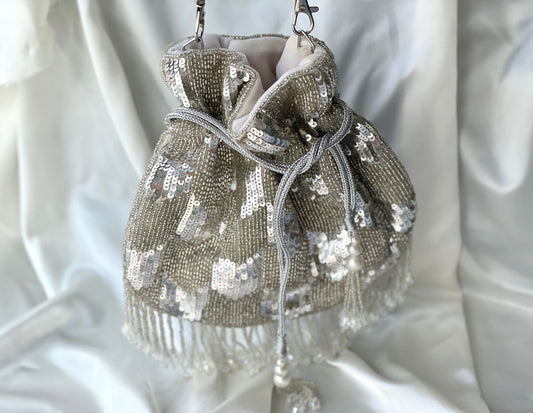 Silver Sequin Potli