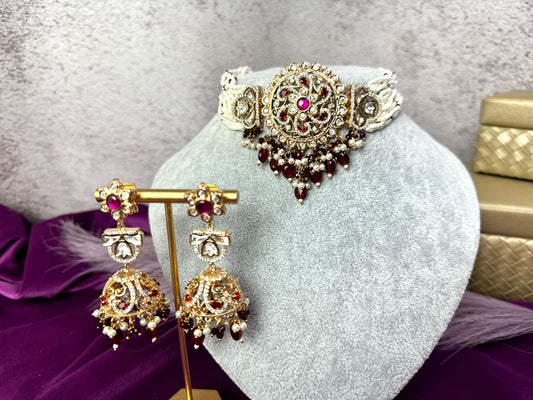 Maroon Kundan Set- Roar 1030