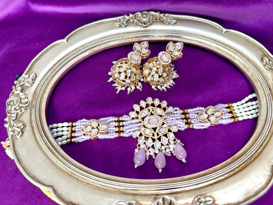 Baby Pink Tyaani Kundan set- Roar 1013