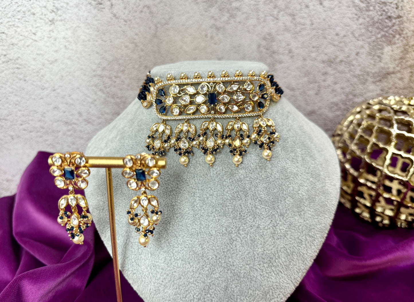 Navy Blue Tyaani Choker Necklace - Elegant Jewelry