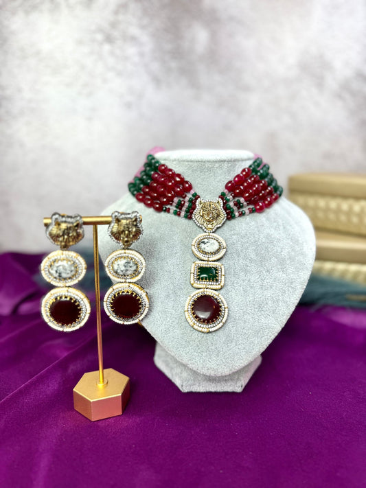 Elegant Red Lion Statement Set