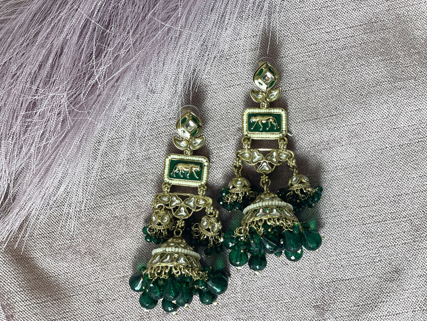 Emerald green Jhumkas- Aura 1017