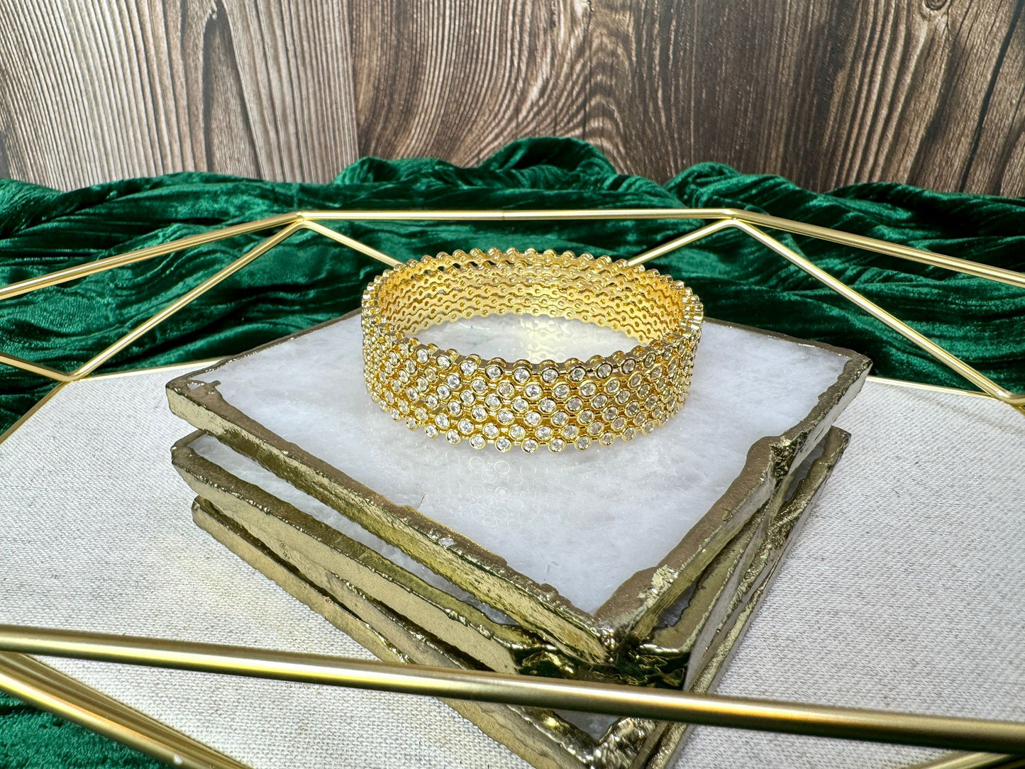 Gold Rhinestone Bangles (Set of 6) - Charisma 1024