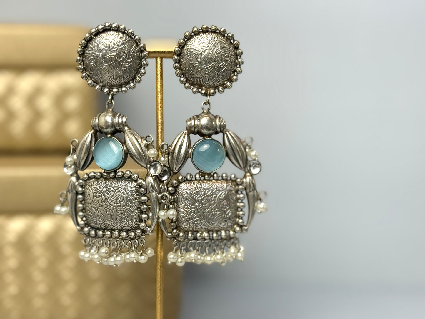 Baby Blue Silver Earrings- Lux