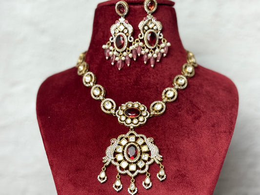 Red and Gold Long Necklace- Radiance