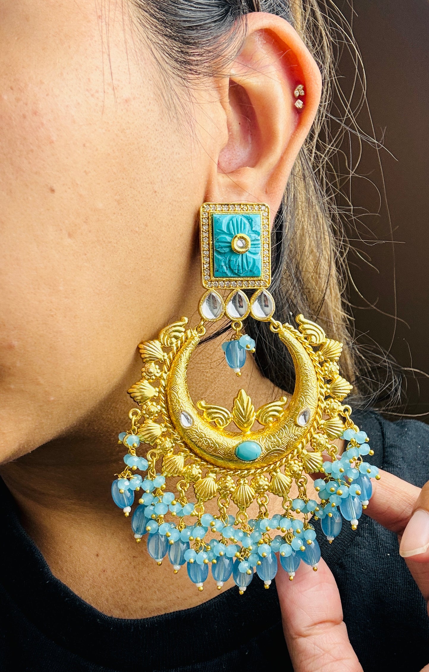 Blue Gold Earrings- Lux