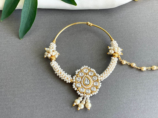 Pearl Kundan Nath – Traditional Indian Nose Ring