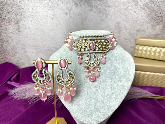 Baby Pink Kundan Pearl set- Roar 1024