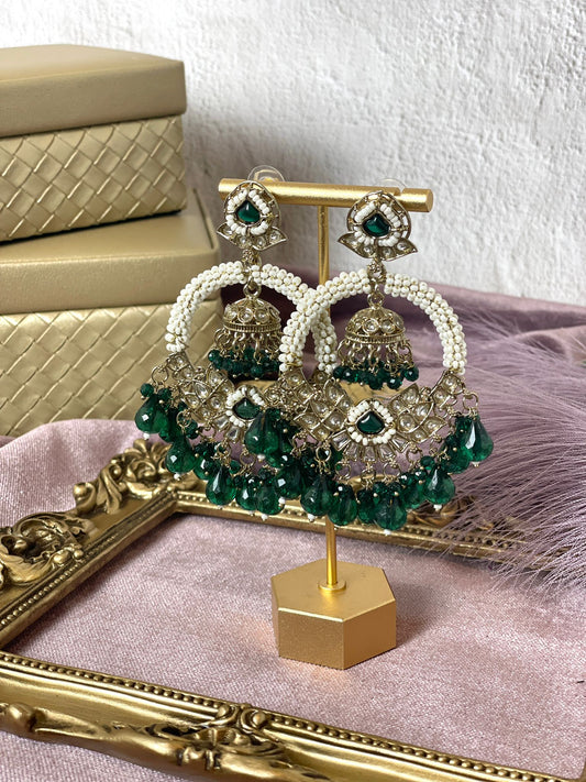 Emerald Green Jhumkas - Aura 1001