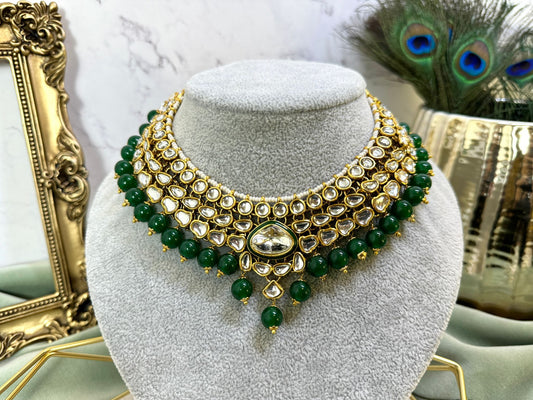 Emerald Green Kundan Choker Set- Grace 1003