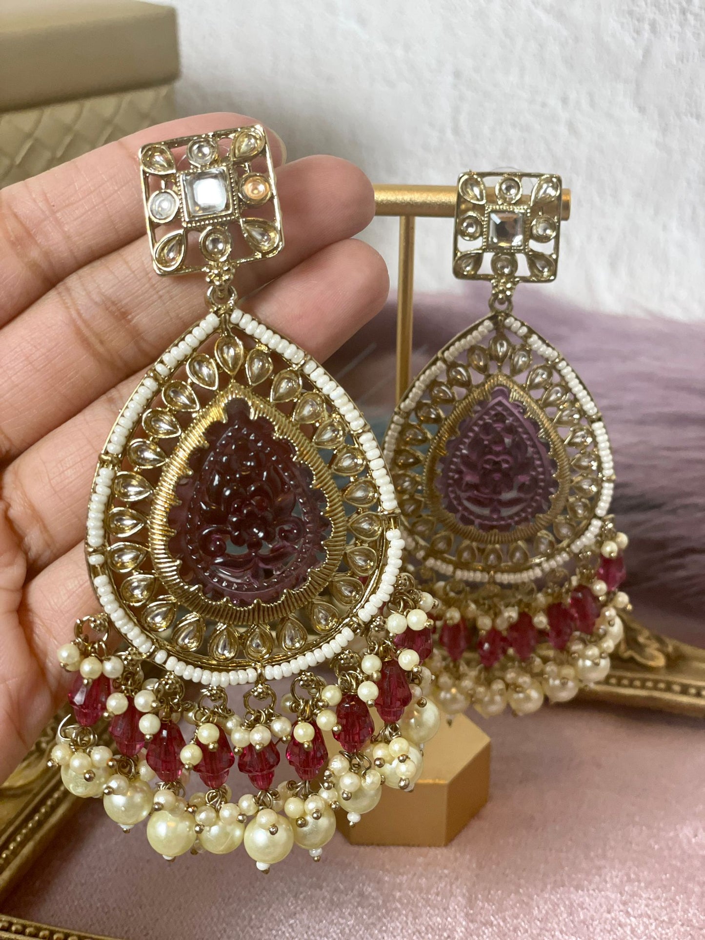 Burgundy Earrings - Aura 1002